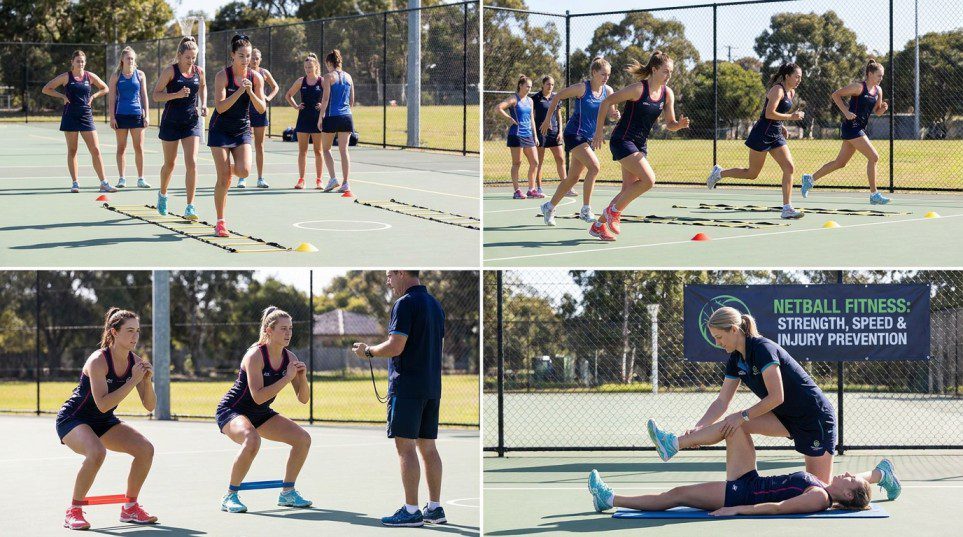 netball strength and conditioning training session with female athletes